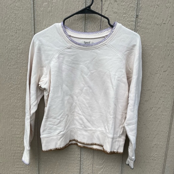 Madewell Stitched Shrunken Sweatshirt Ivory Size Small - Picture 3 of 9